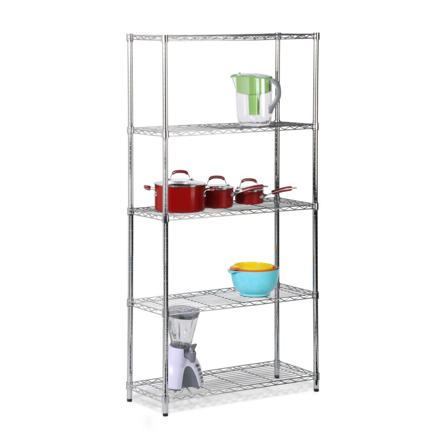 5-Tier Heavy-Duty Shelving Unit with 200-lb Shelf Capacity - Chrome