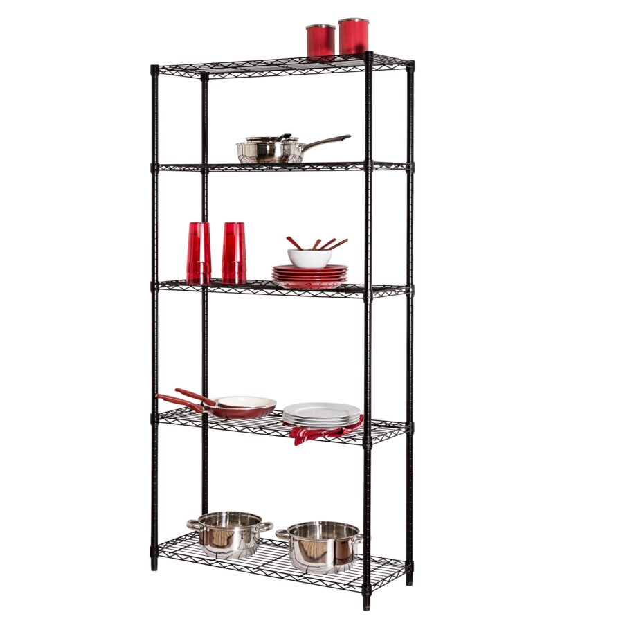5-Tier Adjustable Shelving Unit with 200-lb Shelf Capacity - Black