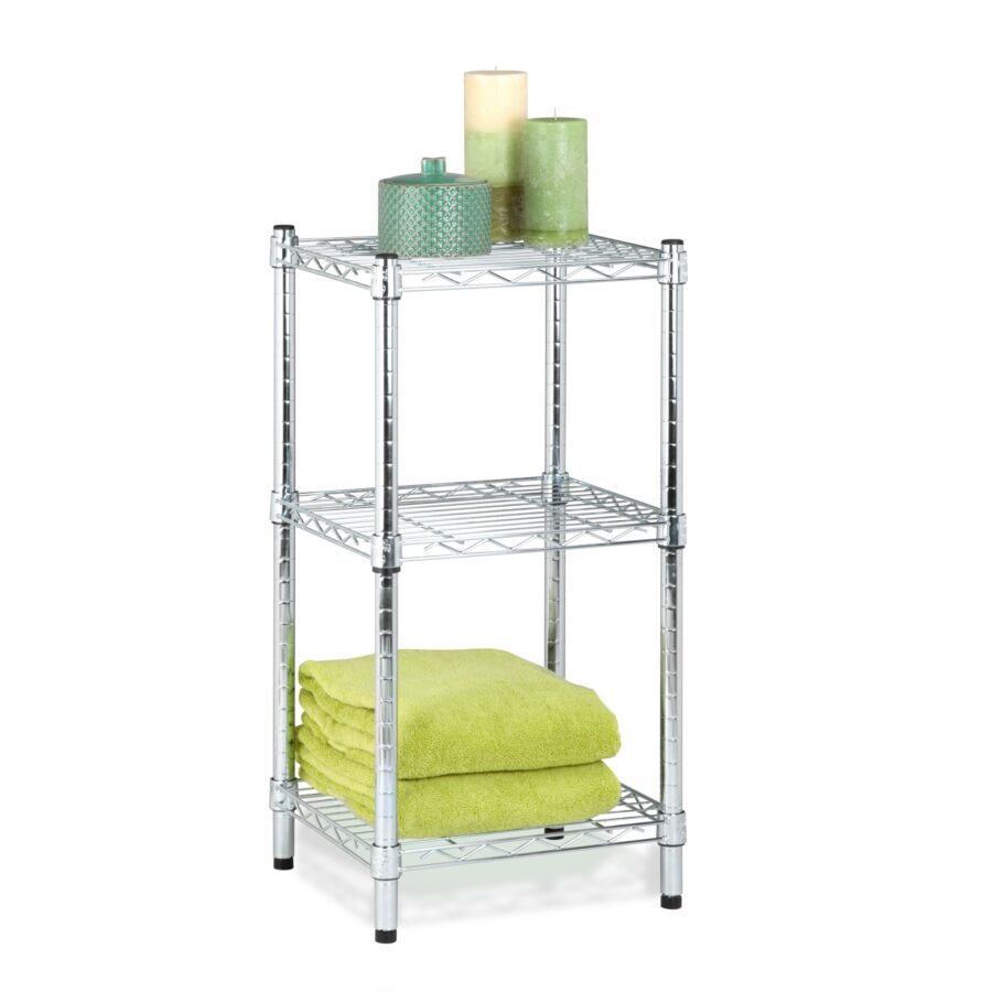 Small 3-Tier Adjustable Storage Shelving Unit - Chrome