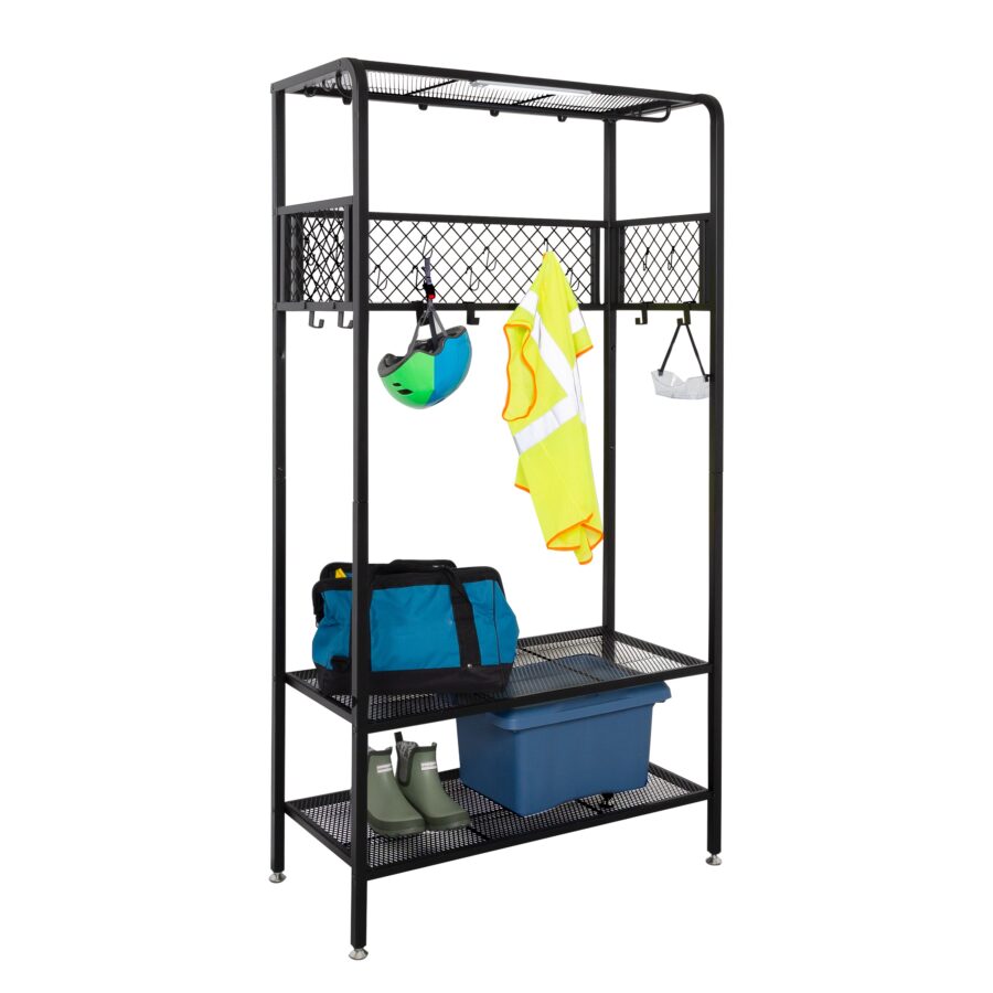 Steel Garage Entryway Storage Rack - Black