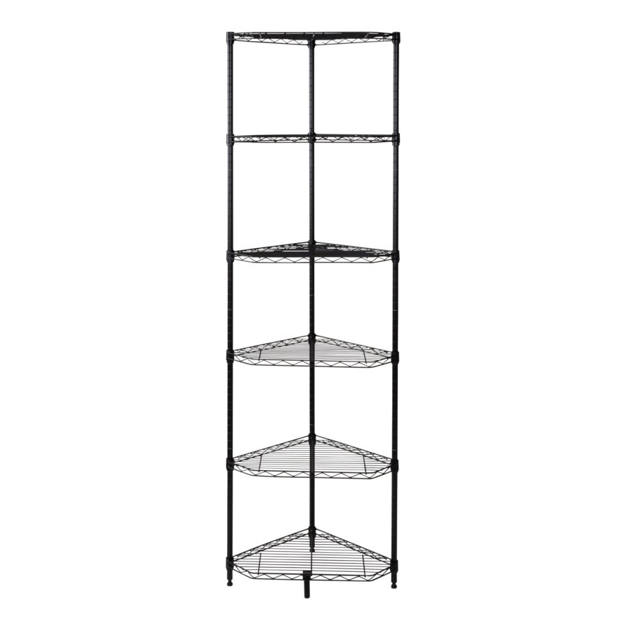 6-Tier Compact Triangle Corner Shelving Unit - Black