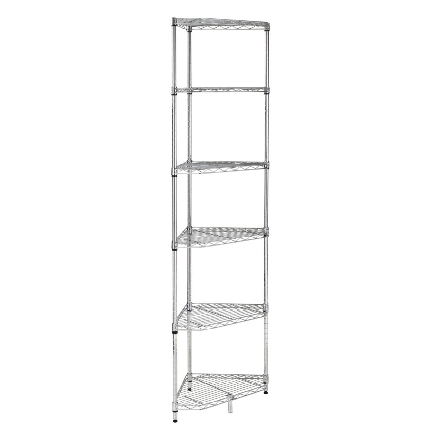 Steel 6-Tier Compact Corner Shelving Unit - Chrome